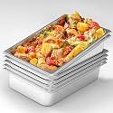 Takywep 6 Pack Hotel Pans, 1/1 Full Size Stainless Steel Steam Table Hotel Pans 4 Inch Deep, Tray Sets Food Storage Container 20.9''L x 12.8''W