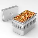 Takywep 6 Pack Hotel Pans with Lids, 1/1 Full Size Stainless Steel Steam Table Hotel Pans 6 Inch Deep, Tray Sets Food Storage Container 20.9''L x 12.8''W