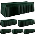 6 Pack Hunter Green Rectangle Tablecloths for 6FT Table, Fitted Spandex Stretch Table Covers with Elastic, Wrinkle-Free Reusable Table Cloth for Wedding, Christmas, Thanksgiving, Banquets