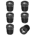 M METERXITY 6-Pack Inserts for Round Tubes with M8 Thread, 3/4" (19mm) OD Plastic Tube Insert for Chair/Table/Caster, Tubing End Cap Floor Protectors Metal Furniture Legs Glide Plug