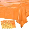 6 Pack Iridescent Orange Plastic Tablecloth, Shiny Orange Disposable Laser Rectangle Table Covers, Holographic Foil Tablecloth Party Decorations for Tequila Sunset Birthday Banquet Party, 40 x 108Inch