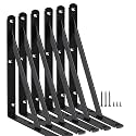 6 Pack L8 x H 6" Black Heavy Duty Shelf Brackets with Screws Metal Shelf Brackets Shelf Support Angle Brackets for Shelves L Brackets Heavy Duty Floating Shelf