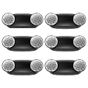 6 Pack Led Black Emergency Light with Battery Backup Round 2 Heads -UL Certified Exit Sign-120-277VAC/Commercial Emergency Lights Fixtures/Indoor Exit Lights for Home/Business.