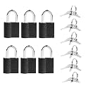 6 Pack Mini Padlocks with Keys - Mini Luggage & Suitcase Locks, Keyed Alike for Cabinets, Gym Lockers, Backpacks, Jewelry Boxes, Toolboxes - 25mm
