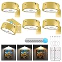 Narotood 6 Pack Picture Lights for Wall, Rechargeable Battery Operated Wall Lights, Picture Frame Lights with 3 Lighting Modes, Wireless Magnetic Painting Light with Remote Control Timer, (Golden)