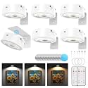 Narotood 6 Pack Picture Lights for Wall, Rechargeable Battery Operated Wall Lights, Picture Frame Lights with 3 Lighting Modes, Wireless Magnetic Painting Light with Remote Control Timer, (White)