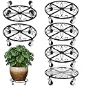 6 Pack Plant Caddy with Wheels 11.8 Inch Rolling Plant Stand for Large Plants Heavy Duty Plant Rollers Metal Plant Dolly Rustproof Planter Stand Wrought Iron Plant Stands Flower Cart Indoor Outdoor