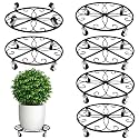 6 Pack Plant Caddy with Wheels 16 Inch Rolling Plant Stand for Large Plants Heavy Duty Plant Rollers Metal Plant Dolly Rustproof Planter Stand Wrought Iron Plant Stands Flower Cart Indoor Outdoor