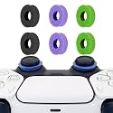 MYSTICHOME 6 Pack Precision Rings Aim Assist for PS5, for PS4, Compatible with Xbox Controllers Accessories– Control with Soft Silicone Rings – Compatible with Fortnite & FPS Games,Black+Purple+Blue