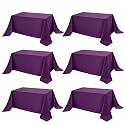 6-Pack Purple Tablecloths for Rectangle Tables, 90 x 132 Inches