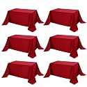 6-Pack Red Tablecloths for Rectangle Tables, 90 x 132 Inches