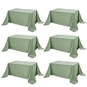 6-Pack Sage Green Tablecloths for Rectangle Tables, 90 x 132 in