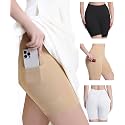 3 Pack Slip Shorts for Under Dress with Pocket Anti Chafing Shorts
