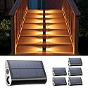 6-Pack Solar Deck Stair Lights, Waterproof, 2-Sided Warm White LED