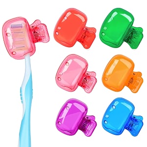 force24 - 6 pack toothbrush cover portable travel toothbrush protector coverings clips cap brush plastic clip39s covers for household travel camping bathroom multicolor pack of 6