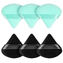 6 Pack Triangle Powder Puffs For Loose Powder, Soft Velour Makeup Sponges