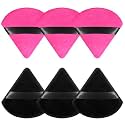 6 Pack Triangle Powder Puffs For Loose Powder, Soft Velour Makeup Sponges