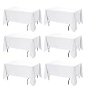 6-Pack White Tablecloths for Rectangle Tables, 60 x 120 Inches