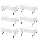 6-Pack White Tablecloths for Rectangle Tables, 60 x 102 Inches
