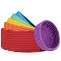 6 Pack Woven Storage Baskets for Organizing, Cotton Rope Rainbow Baskets for Shelves, Cute Colorful Cubby Round Bins, Home Decor Closet Organizer