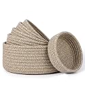 6 Pack Woven Storage Baskets for Organizing, Cotton Rope Baskets for Shelves, Cute Colorful Cubby Round Bins, Home Decor Closet Organizer (Brown)