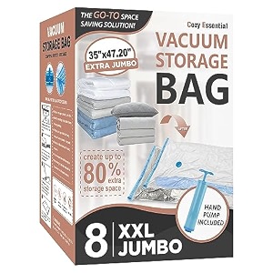 cozy essential travel vacuum bags with electric pump 6 pack vacuum travel bags for luggage and suitcase vacuum seal space saver compression for clothes clothing