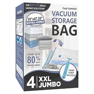 cozy essential travel vacuum bags with electric pump 6 pack vacuum travel bags for luggage and suitcase vacuum seal space saver compression for clothes clothing