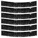 6 Packs 10 Feet Foil Fringe Garland Metallic Foil Tinsel Fringe Garland Wall Hanging Fringe Banner for Parade Floats, Wedding, Christmas，Birthday Party Halloween Decor (Black)