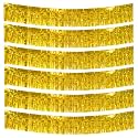 6 Packs 10 Feet Foil Fringe Garland Metallic Foil Tinsel Fringe Garland Wall Hanging Fringe Banner for Parade Floats, Wedding, Christmas，Birthday Party Halloween Decor (Gold)