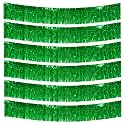 6 Packs 10 Feet Foil Fringe Garland Metallic Foil Tinsel Fringe Garland Wall Hanging Fringe Banner for Parade Floats, Wedding, Christmas，Birthday Party Halloween Decor (Green)