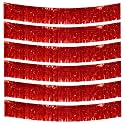 6 Packs 10 Feet Foil Fringe Garland Metallic Foil Tinsel Fringe Garland Wall Hanging Fringe Banner for Parade Floats, Wedding, Christmas，Birthday Party Halloween Decor (Red)