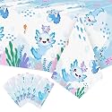 6 Packs Blue Cartoon Axolotl Party Table Cover, Reptile Animals Waterproof Disposable Tablecover, Plastic Rectangle Tablecloth for Kids Axolotl Birthday Baby Shower Party Supplies, 86x51 inch