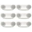 6 Packs Emergency Light for Business, with Battery Backup,Hard Wired, UL 924 Certified,AC 120/277V,Exit Light Two Head Adjustable LED Emergency Lighting for Home.
