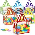 6 Packs Large Toy Storage Bags, Reusable Clear PVC Storage Bags with Zipper, Travel Waterproof Organizer Bags for Puzzles, Building Blocks,Board Game, Kids Books, Stationery(Colorful)