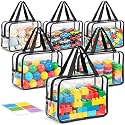 6 Packs Large Toy Storage Bags, Reusable Clear PVC Storage Bags with Zipper, Travel Waterproof Organizer Bags for Puzzles, Building Blocks,Board Game, Kids Books, Stationery (Black)