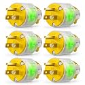 6 Packs Lighted Extension Cord Ends Replacement Plug 15A 125V NEMA 5-15P, Electrical Plugs 3 Prong,Lighted Plug Male Extension Cord Ends, 15 Amp Plug, UL Listed,Yellow