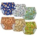 BISENKID 6 Packs Rubber Pants for Toddlers Rubber Training Pants for Toddlers Good Elastic Waterproof Diaper Cover Boy 1t