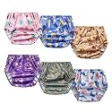 BISENKID 6 Packs Waterproof Plastic Underwear Covers for Potty Training Good Elastic Plastic Diaper Covers for Potty Training Pants and Cloth Diaper Girl 5t