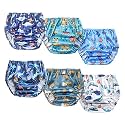 BISENKID 6 Packs Waterproof Potty Training Plastic Underwear Covers for Potty Training Pants and Good Elastic Rubber Pants for Toddlers Disposable Diapers Boys 4t