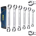 YIYEIE 6 Pc. Flare Nut Wrench Set, SAE 1/4" to 15/16", CR-V Steel, Brake Fuel Line Wrench Set with Roll-up Pouch