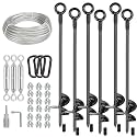 6 Pcs 30" Long Ground Anchors Shed Anchors Kit with 3/16" Galvanized Cable & Turnbuckles & Carabiners, Heavy Duty Earth Anchors for Sheds Trees Trampoline Greenhouse Swing Set Tent