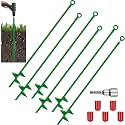 6 Pcs 30 Inch Long Spiral Ground Anchor Heavy Duty for Hard Soil (Green)