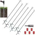 6 Pcs 30 Inch Long Spiral Ground Anchor Heavy Duty for Hard Soil (Silver)
