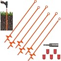 6 Pcs 30 Inch Long Spiral Ground Anchor Heavy Duty for Hard Soil (Orange)
