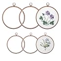 6 Pcs 6/8 Inch Imitation Wood Embroidery Hoops, Round Cross Stitch Frame