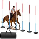 6 Pcs 6ft Pole Bending Poles for Horses,Thickened Heavy Duty Agility Pole Adjustable Height Equestrian Sport Training Equipment for Horse, Soccer, Football, Dog