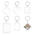 Styquenzer 6 Pcs Acrylic Photo Frame Keyring, Acrylic Photo Insert Keychain Blank Photos Insert Keyring Pendant Picture Frame Keyrings Make Your Own Keyrings Kit for Personalised Custom Artwork Gifts