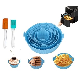 6 pcs of air fryer liners air fryer accessories silicone basketspotsliners with oil brush and spatula set pack of 8