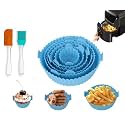 6 Pcs of Air Fryer Liners Air Fryer Accessories Silicone Baskets/Pots/Liners with oil Brush and Spatula Set Pack Of 8