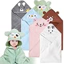 Yaiseiko 6 PCS Animal Hooded Baby Bath Towel Set Baby Hooded Bath Towels Soft and Ultra Absorbent Toddler Towels for Babies,Toddler,Infant,Kids,Newborn Essential(31.5 X 31.5 Inch)